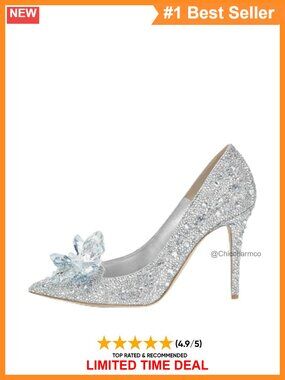 Crystal Rhinestone Pointed Toe Stiletto Pumps Clear High Heels